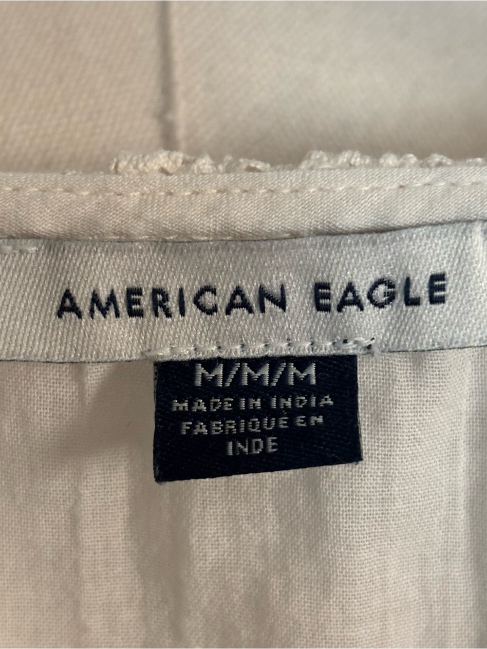 American Eagle Outfitters Cream Tie-Front Boho Blouse Size M - Picture 7 of 10